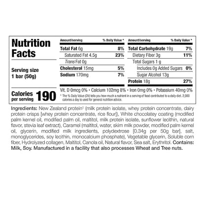 PERFECT SPORTS Diesel New Zealand Whey Protein Bars | Stevia Sweetened, No Artificial Flavors | Low Sugar, 18g Protein | 12 Pack (White Chocolate Salted Caramel)
