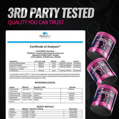 Creatine for Women – Supplement with Collagen & BCAA – Supports Muscle Development, Post-Workout Recovery, Skin Elasticity, Healthy Hair & Nail - (2 Pack x 30 Servings, Unflavored)