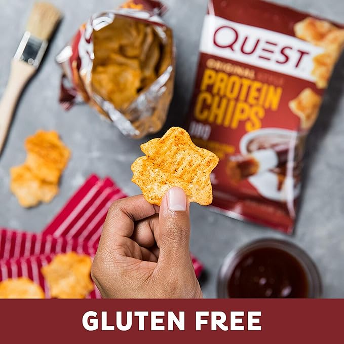 Quest Nutrition BBQ Protein Chips,19g Protein,4g Net Carb,Gluten Free,1.1 oz,(Pack of 24)