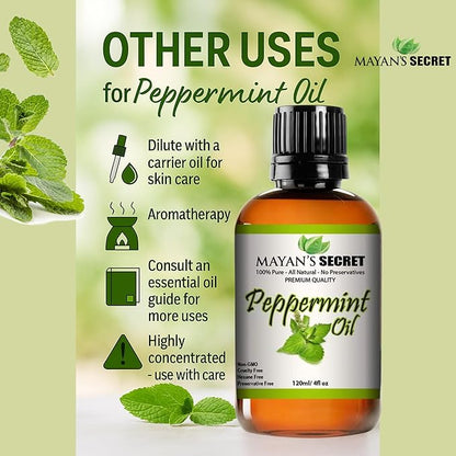 Pure Carrier and Essential Oils for Skin Care, Hair, Body Moisturizer for Face-Anti Aging Skin Care (Peppermint Oil, 4oz)