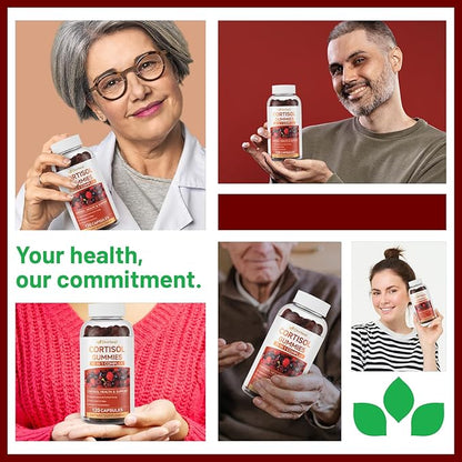 Unisex Cortisol Gummies - Contains Ashwagandha, Magnesium, L-Theanine - Unisex - Relieves Stress, Promotes Sleep, Detoxifies, Balances Hormones, 60 Count