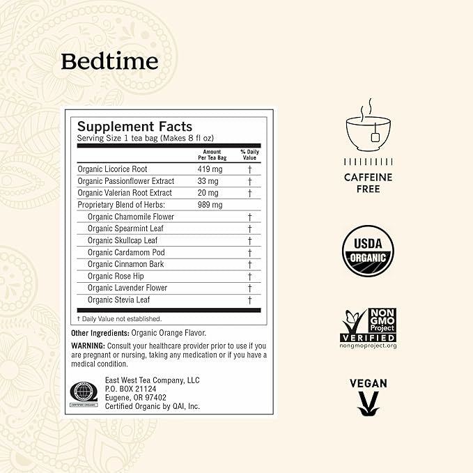 Yogi Tea - Bedtime (6 Pack) - Supports a Good Night’s Sleep - Tea with Passionflower, Chamomile, Valerian Root, and Lavender - 96 Organic Herbal Tea Bags