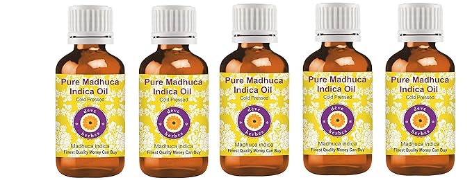 Deve Herbes Pure Madhuca Indica Oil (Madhuca Indica) Cold Pressed (Pack of Five) 100ml X 5 (16.9 oz)