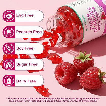 Fiber Gummies for Digestive Health & Regularity, Sugar-Free High Fiber Supplement for Adults & Kids, Soluble Dietary Fiber, Vegan Fiber Supplements for Men & Women, 120 Count