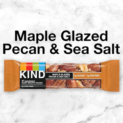 KIND Nut Bars,Maple Glazed Pecan & Sea Salt,Healthy Snacks,Gluten Free,Low Sugar,5g Protein,(Pack of 24)