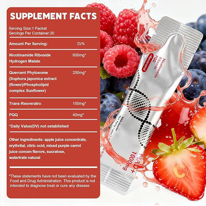Liquid Supplement 1000mg, High-Potency Formula with Nicotinamide Riboside, Resveratrol & PQQ – Supports Cellular Energy, Focus & Healthy Aging, 1 Pack