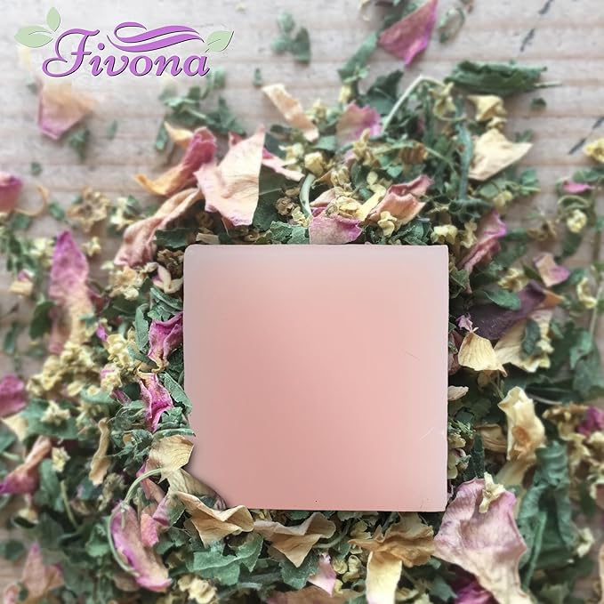 FIVONA Pink Yoni Soap Bar Set of 3 - Gentle Feminine Wash & Body Cleansing Bars, Herbal Soap with Natural Ingredients - 3 x 5.3 oz - Includes Mesh Foaming Net for Rich Lather & Light Exfoliation