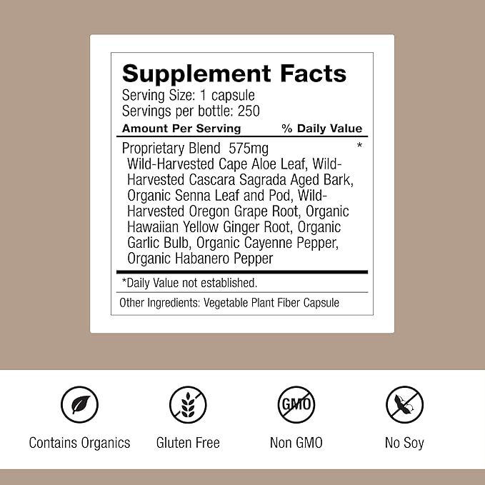 Dr. Schulze's Intestinal Formula #1 - Bowel Movement Supplement for Colon Health Support - Bloating & Constipation Aid - Intestinal Cleanse - All-Natural - Plant-Based - Vegan - 250 Count - 2 Pack