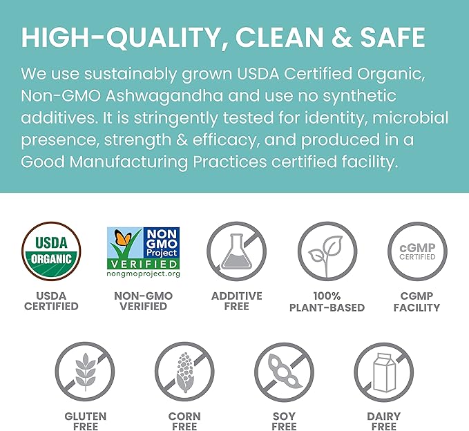 Himalaya Organic Ashwagandha Root, 90 Day Supply - Herbal Adrenal Support Supplements for Stress Relief and Energy Support - USDA Organic, Non-GMO, Vegan, Gluten Free, No Additives, 670 mg, 90 Caplets