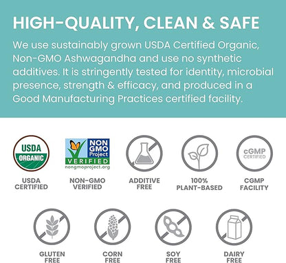 Himalaya Organic Ashwagandha Root, 120 Day Supply - Herbal Adrenal Support Supplements for Stress Relief and Energy Support - USDA Organic, Non-GMO, Vegan, Gluten Free, 60 Caplets, 2 Pack