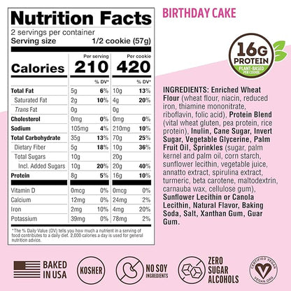Lenny & Larry's Complete Protein Cookie,[Birthday Cake],Chewy Soft Baked,16g Plant Protein,Vegan,Non-GMO,High Fiber,[4 Ounce] Cookie,(Pack of 24)