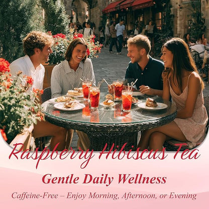 WT WEETEE Raspberry Hibiscus Herbal Tea Bags 100 Count, Hibiscus, Lemongrass & Rosehip Blend with Natural Raspberry Flavor, Caffeine Free, Hot or Iced Tea