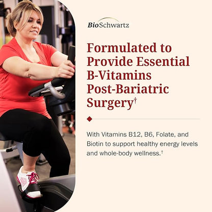 BioSchwartz Bariatric B12 Plus Dissolvable Tablets - 1000mcg Vitamin B12, Vitamin B6, Folate, Biotin - Cherry Strawberry Flavor, 3-Month Supply, Third Party Tested, for Bariatric Patients, 90 Count