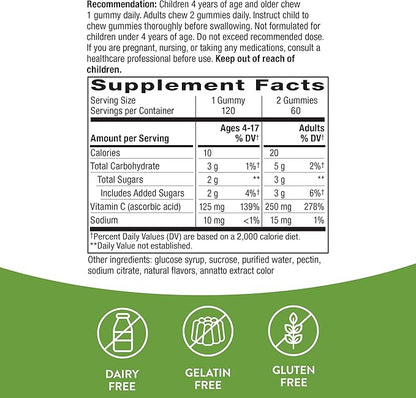 Nature's Way Vitamin C Gummies, Support Immune Health*, Antioxidant, 250 mg per 2-Gummy Serving, Gummy Vitamins, Orange Flavored, 120 Gummies (Set of 2)