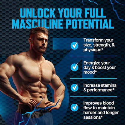 Testosterone Booster Gummies, Male Enhancing Supplement, Add 2 in” Enlargement Gummies for Men , Male Enhancement Chews Energy, Strength, Stamina, Endurance, Performance, Natural Blue Berry Chews
