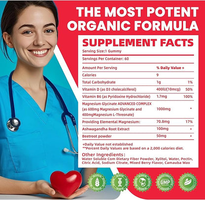 Ashwagandha Gummies & Vitamin D3 Gummies 60 Count - Organic Aswangdha Supplement for Improve Sleep, Stress Relief & Mood Calm(Mixed Berry, Vegan, Plant Based,Gluten-Free & Gelatin Free)-1pack