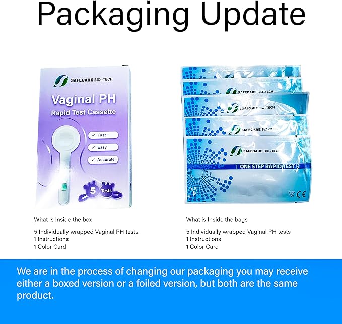 One Step Vaginal pH Bacterial Vaginosis Test Kit, 5 Test Kits, BV, Yeast Infection, Feminine Vaginal Health, pH Balance for Women, Individually Foil Wrapped