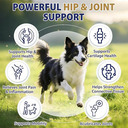 Hip and Joint Supplement for Dogs 200 Dog Calming Chews with Glucosamine, Chondroitin, Msm, Omega3, Melatonin for Senior Dogs Anxiety Pain Relief Anti Inflammatory Small/Medium/Large Dog -Chicken