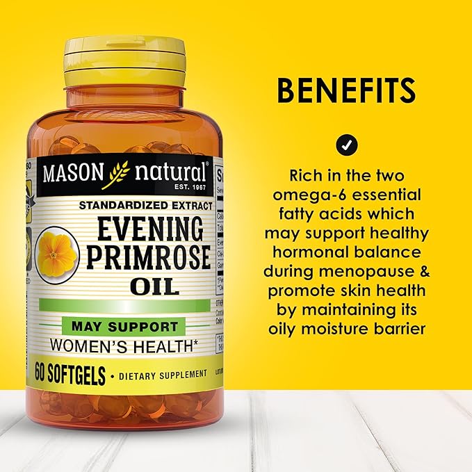 MASON NATURAL Evening Primrose Oil Softgels, 3 Month Supply, May Support Women’s Healh, 3 Pack (1 Month per Bottle)