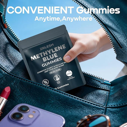 Methylene Blue Gummies, 7mg of Methylene Blue，99.9% Pure, Per Gummy for Sustained Energy,Lifted Mood,Mental Clarity, Pure, Fast-Absorbing,Vegan，30 Gummies
