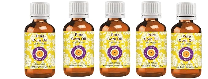 dève herbes Pure Corn Oil (Zea mays) Cold Pressed Pack of Five 100ml X 5 (16.9 oz)