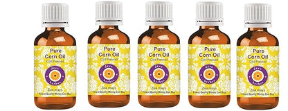 dève herbes Pure Corn Oil (Zea mays) Cold Pressed Pack of Five 100ml X 5 (16.9 oz)