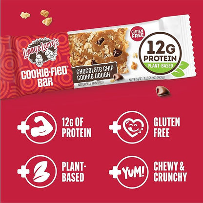 Lenny & Larry's Cookie-fied Bar – Chocolate Chip Cookie Dough Vegan Protein Bars 9x45g – Healthy Snacks with 12g Plant Protein & 5g Fiber – Gluten-Free Power Bar, Non-GMO & Vegan