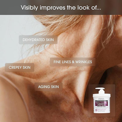 Advanced Clinicals Retinol Cream + Collagen Peptides Body Moisturizer & Face Lotion 2PC Skin Care Set | Dry Skin Body Lotion For Women & Men To Help Improve Appearance Of Crepey Skin, 2PC Bundle