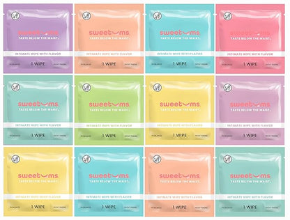 Sweetums Sample Size Feminine Wipes For Women, pH Balanced Biodegradable Flavored Intimate Wipes - Pack of 24