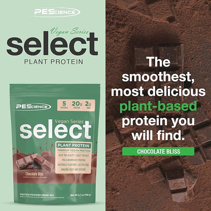 PEScience Select Vegan Protein Powder, Plant Based Protein Powder, Amazing Taste, Smooth Texture, Pea and Brown Rice Blend, Dairy Free, Lactose Free, Gluten Free - Chocolate Bliss, 5 Servings