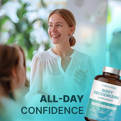 Body Deodorizing Supplement – Natural Internal Deodorant Chlorophyll Capsules with Parsley & Peppermint – 60 Vegan 500mg+ Pills – Bad Breath Treatment for Adults & Cleanse Support, Made in USA