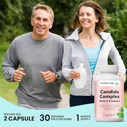 Candida Cleanse Supplement for Balance & Support, Candidase Detox, Women & Men. Gut Health & Flora, pH Level, Intestinal Health. Lactospore® Probiotics. Anti Yeast Overgrowth W/ Oregano, Caprylic Acid