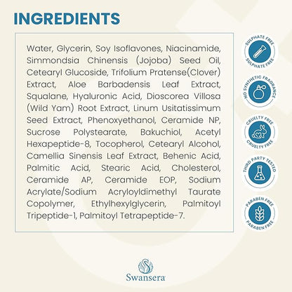 Phyto Estrogen Face Cream - Hydrating Moisturizer - Dermatologist Recommended with Wild Yam, Bakuchiol, Peptides & Ceramides - Nourishing Skin Care for Perimenopause & Mature Skin