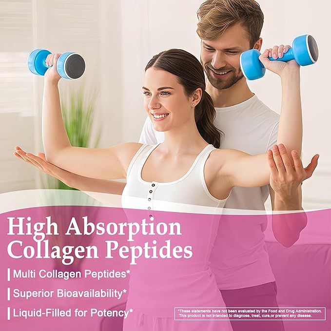 Multi Collagen Peptides Softgels - Hydrolyzed Collagen Peptides For Women & Men with Vitamin C Hyaluronic Acid - High Absorption Collagen Complex for Skin Hair Nail & Joint - Type I, II, III, V, X