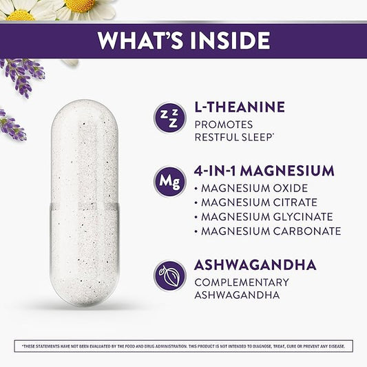 ZzzQuil Pure Zzzs, +Magnesium Capsules, L-Theanine and Magnesium, Sleep Aid, 4-in-1 Magnesium: Citrate, Bisglycinate, Oxide, and Carbonate, Sleep Aids for Adults, 90 Sleep Capsules