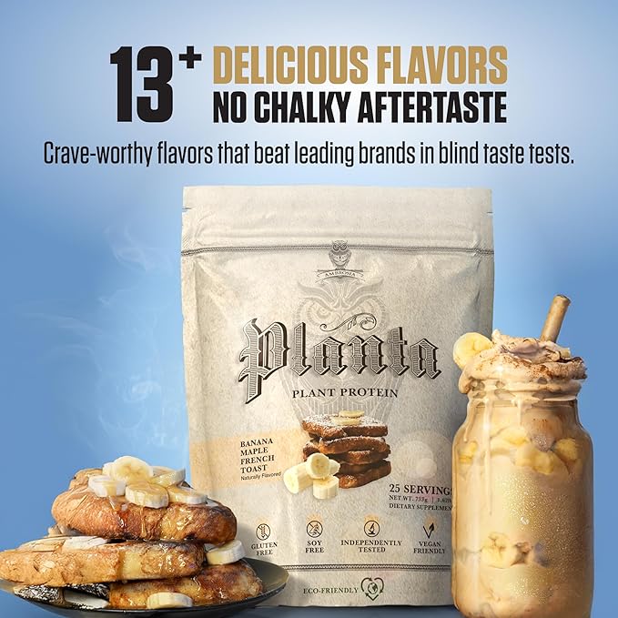 Ambrosia Plant Protein Powder 20g | Vegan Pea Protein Powder with BCAA Amino Acids | Dairy Free, Keto-Friendly, No Added Sugar | 25 Servings | Banana Maple