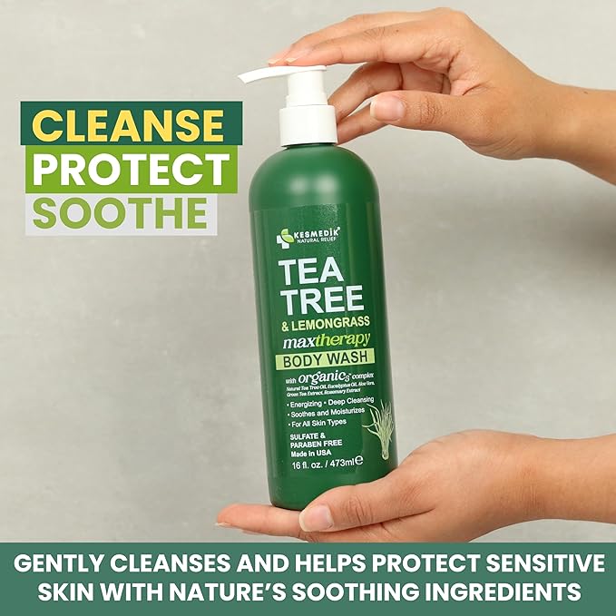 Tea Tree Lemongrass Body Wash MaxTherapy, Itchy Skin Relief, Antifungal Defense, Fights Body Odor, Soothes Jock Itch & Athlete's Foot, Intimate Wash, Men & Women, 16 fl oz, Limited Edition