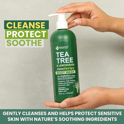 Tea Tree Lemongrass Body Wash MaxTherapy, Itchy Skin Relief, Antifungal Defense, Fights Body Odor, Soothes Jock Itch & Athlete's Foot, Intimate Wash, Men & Women, 16 fl oz, Limited Edition