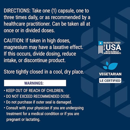 Life Extension Magnesium Citrate 100 mg Vegetarian Capsules, Blue, 100 Count
