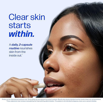 Clear Skin Supplement with Zinc, DIM & Probiotics | 3-in-1 Balance, Glow & Health Skin Support | Triple Action Hyaluronic Acid, Niaciminide & Vitamins for Hormone, Complexion & Gut Support | 60 Ct