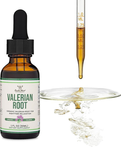 Valerian Root Drops for Sleep - Organic Valerian Root Tincture Extract 168mg - 1 FL OZ, 30 Servings (Better Absorbed Than Capsules, Enhances Valerian Root Tea) for Relaxation and Calm by Double Wood