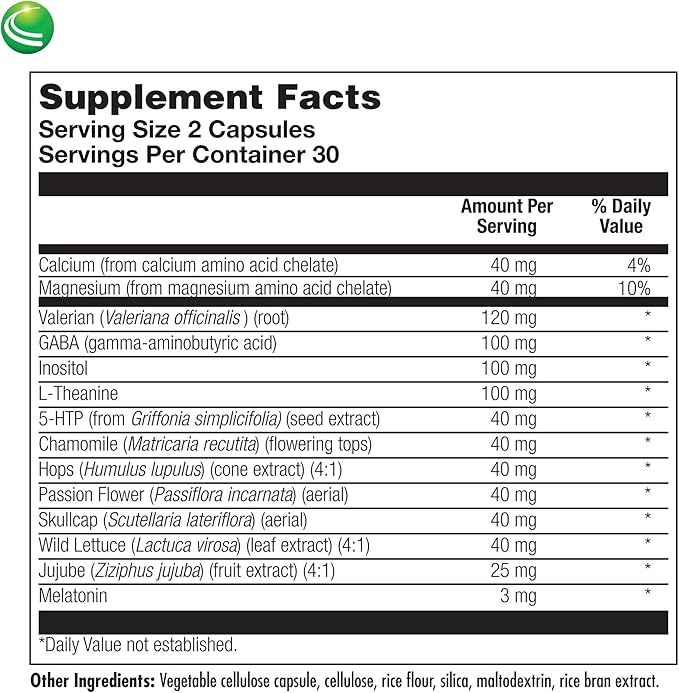 Nutra Biogenesis Sleep Factors - Sleep Aid Supplement for Adults with Melatonin, Magnesium, Valerian Root, GABA & L-Theanine, Sleeping & Rest Support - 60 Veggie Capsules