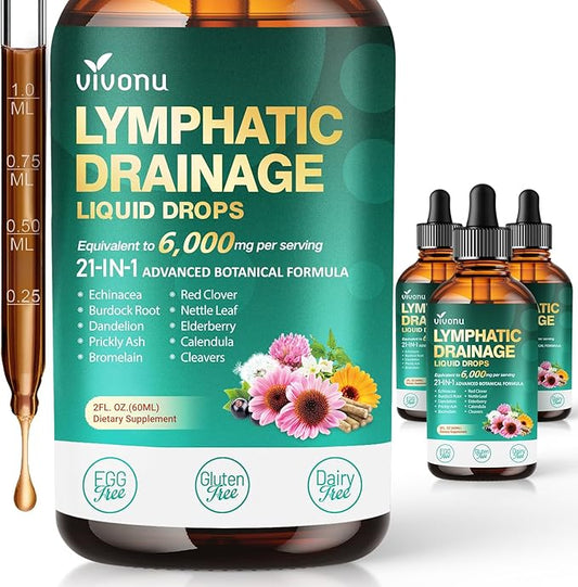 VivoNu 21-in-1 Lymphatic Drainage Drops for Liposomal, 3 Pack