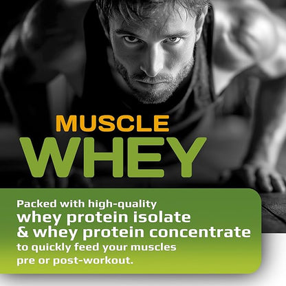 MFL Muscle Whey Protein l 28g of Protein l 8g BCAAs l Keto Friendly l Low Carbs l 2 lbs (Banana Cream)