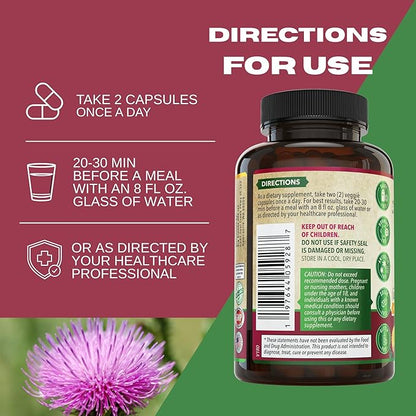Advanced Liver Cleanse Detox & Repair Formula with Milk Thistle. Liver Detox & Support Supplement for Men & Women, USA Made. Liver Repair & Detox Support, 512mg