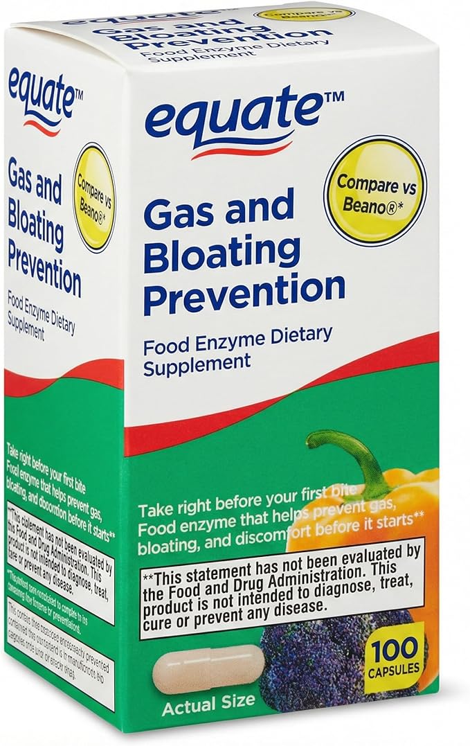 Gas Relief and Prevention Food Enzyme – 100 Capsules, Anti Gas Supplement for Adults, Gas Bloating Support for Men and Women, Digestive Enzyme Capsules (Pack of 1)