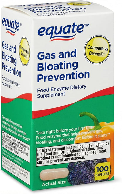 Gas Relief and Prevention Food Enzyme – 100 Capsules, Anti Gas Supplement for Adults, Gas Bloating Support for Men and Women, Digestive Enzyme Capsules (Pack of 1)