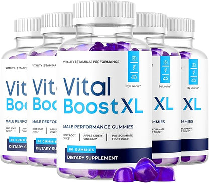 (5 Pack) Vital Boost XL Gummies - Official VitalBoost XL Gummys For Men Premium Natural Ingredients - Maximum Strength, Advanced Formula Support For Overall Health & Wellness, 300 Gummies For 5 Months