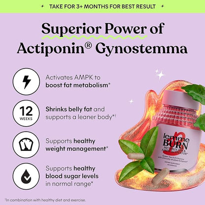 Lemme Burn Belly Fat Capsules, Clinically Studied AMPK Metabolic Activator Actiponin Jiaogulan, 50% EGCG Green Tea Extract, Vitamin B6, Methyl B12 for Men and Women - 60 Count (Pack of 2)