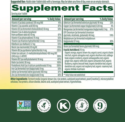 MegaFood Womens Multivitamin One Daily - Multivitamin for Women - Vitamin C, Vitamin D, Iron & B Vitamins - Bone, Energy Metabolism & Immune Support - Vegetarian, GlutenFree - 60 Tablets, 60 Servings